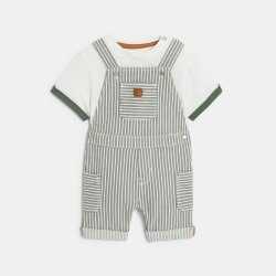 سالوبيت دنيم مخطط وتيشيرت أخضر للأولاد الصغار